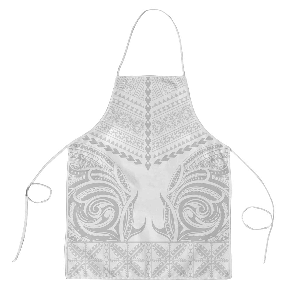 Niue White Sunday Apron Aho Tapu Fanau Hiapo Pattern LT14 White - Polynesian Pride