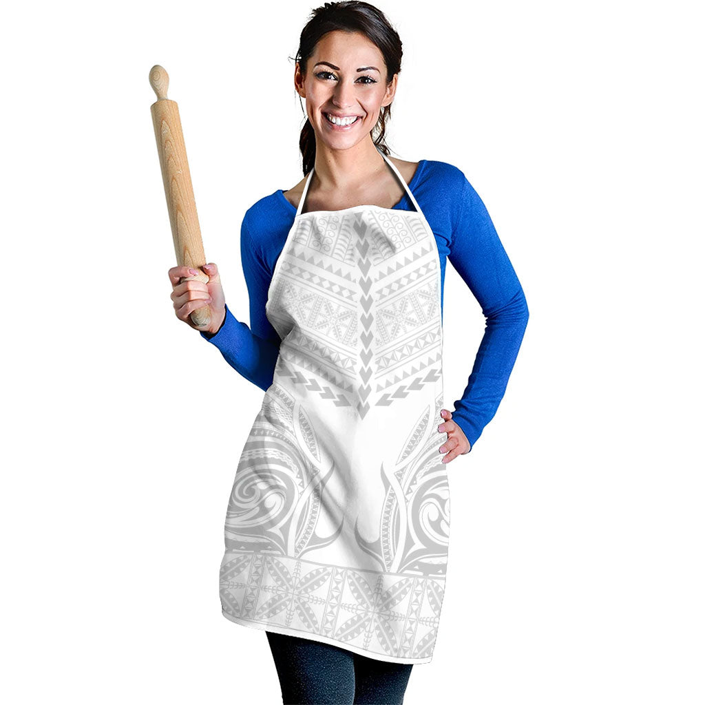 Niue White Sunday Apron Aho Tapu Fanau Hiapo Pattern LT14 - Polynesian Pride