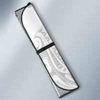 Niue White Sunday Auto Sun Shade Aho Tapu Fanau Hiapo Pattern LT14 - Polynesian Pride