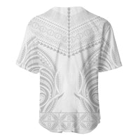 Niue White Sunday Baseball Jersey Aho Tapu Fanau Hiapo Pattern LT14 - Polynesian Pride