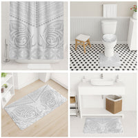 Niue White Sunday Bathroom Set Aho Tapu Fanau Hiapo Pattern LT14 - Polynesian Pride