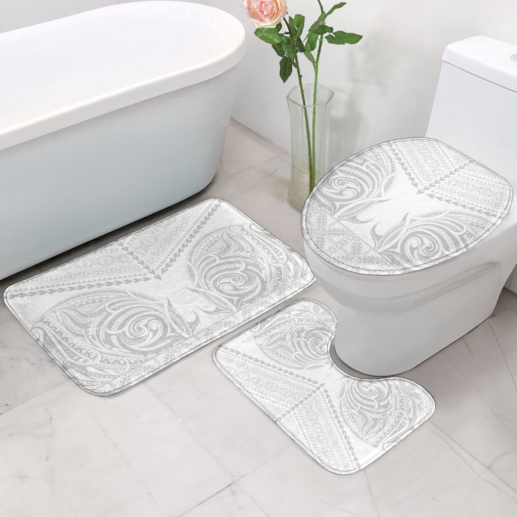 Niue White Sunday Bathroom Set Aho Tapu Fanau Hiapo Pattern LT14 - Polynesian Pride