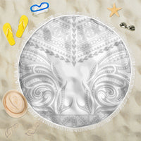 Niue White Sunday Beach Blanket Aho Tapu Fanau Hiapo Pattern LT14 One Size 150cm White - Polynesian Pride