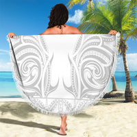 Niue White Sunday Beach Blanket Aho Tapu Fanau Hiapo Pattern LT14 - Polynesian Pride