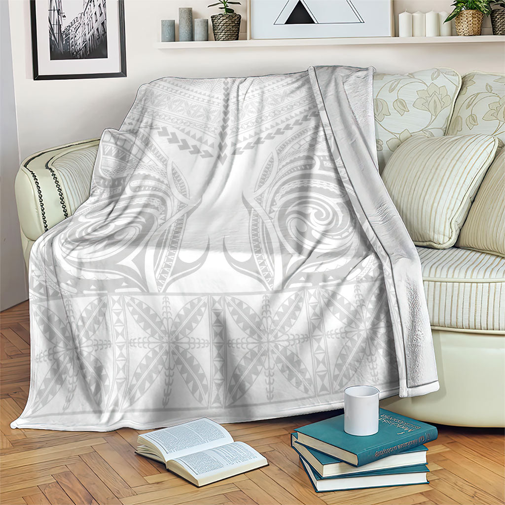 Niue White Sunday Blanket Aho Tapu Fanau Hiapo Pattern LT14 White - Polynesian Pride