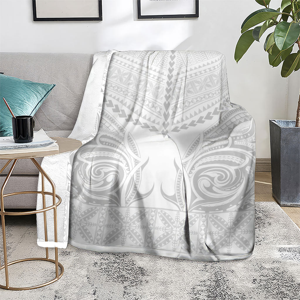 Niue White Sunday Blanket Aho Tapu Fanau Hiapo Pattern LT14 - Polynesian Pride