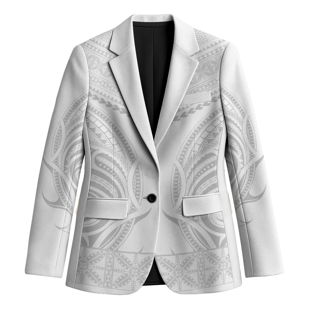 Niue White Sunday Blazer Aho Tapu Fanau Hiapo Pattern LT14 Unisex White - Polynesian Pride