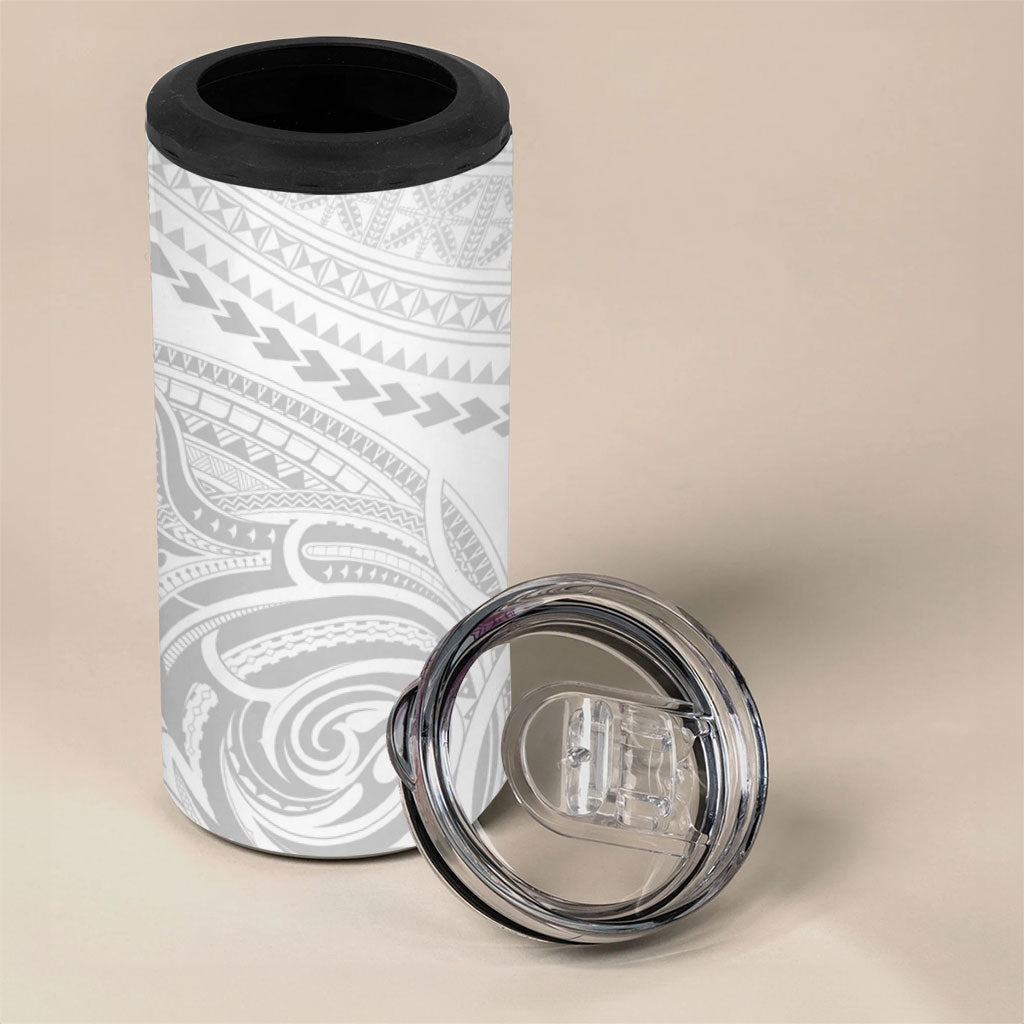 Niue White Sunday 4 in 1 Can Cooler Tumbler Aho Tapu Fanau Hiapo Pattern LT14 - Polynesian Pride