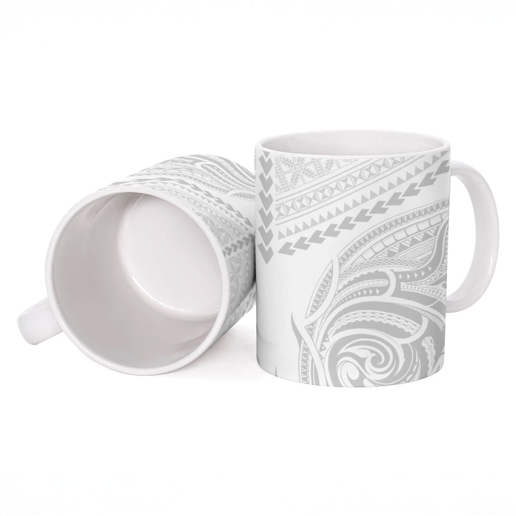 Niue White Sunday Ceramic Mug Aho Tapu Fanau Hiapo Pattern LT14 - Polynesian Pride