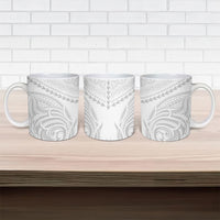 Niue White Sunday Ceramic Mug Aho Tapu Fanau Hiapo Pattern LT14 - Polynesian Pride