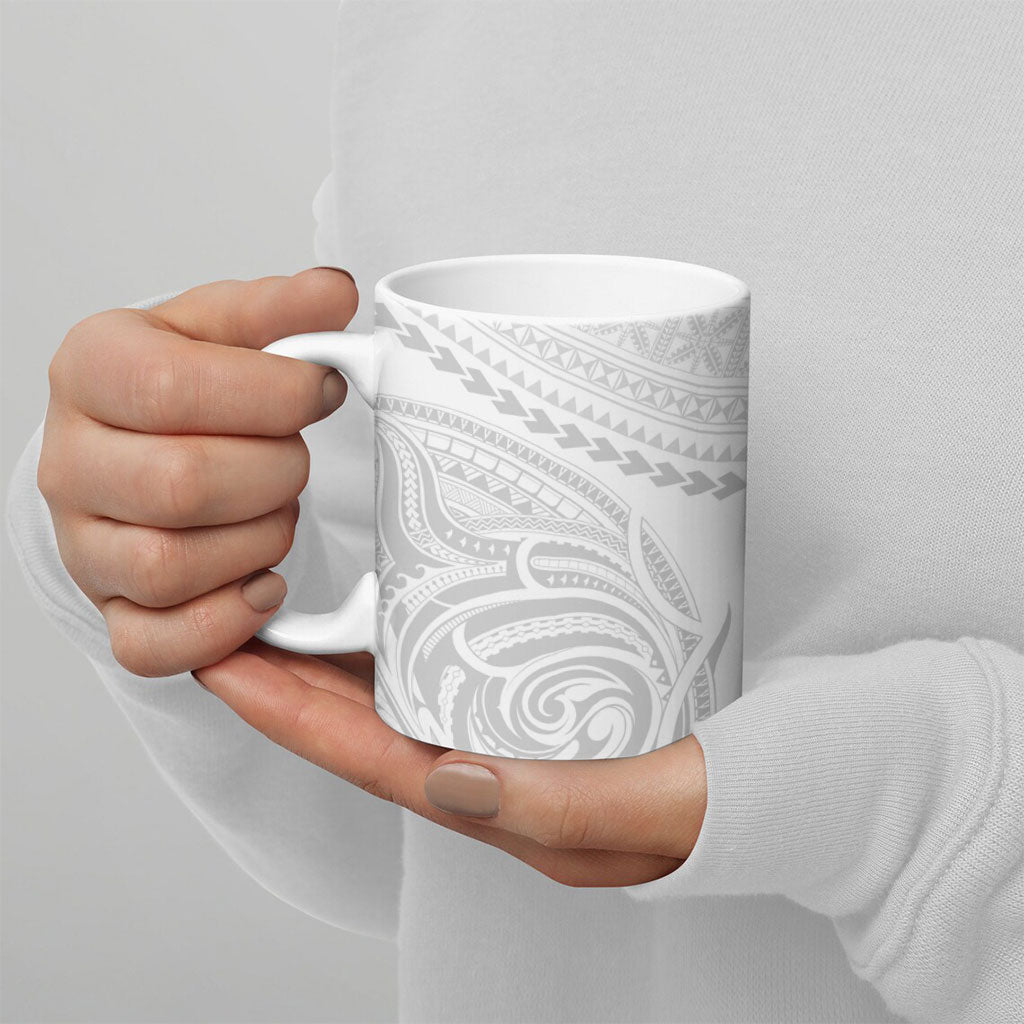 Niue White Sunday Ceramic Mug Aho Tapu Fanau Hiapo Pattern LT14 - Polynesian Pride