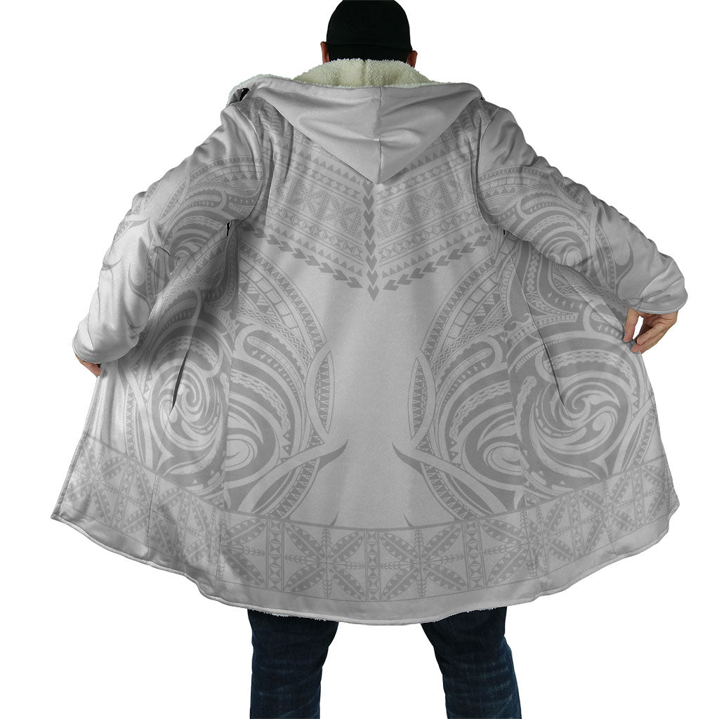 Niue White Sunday Cloak Aho Tapu Fanau Hiapo Pattern LT14 - Polynesian Pride