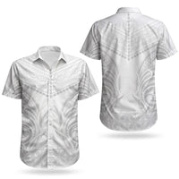 Niue White Sunday Couples Matching Off Shoulder Maxi Dress and Hawaiian Shirt Aho Tapu Fanau Hiapo Pattern LT14 - Polynesian Pride