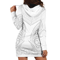 Niue White Sunday Hoodie Dress Aho Tapu Fanau Hiapo Pattern LT14 - Polynesian Pride