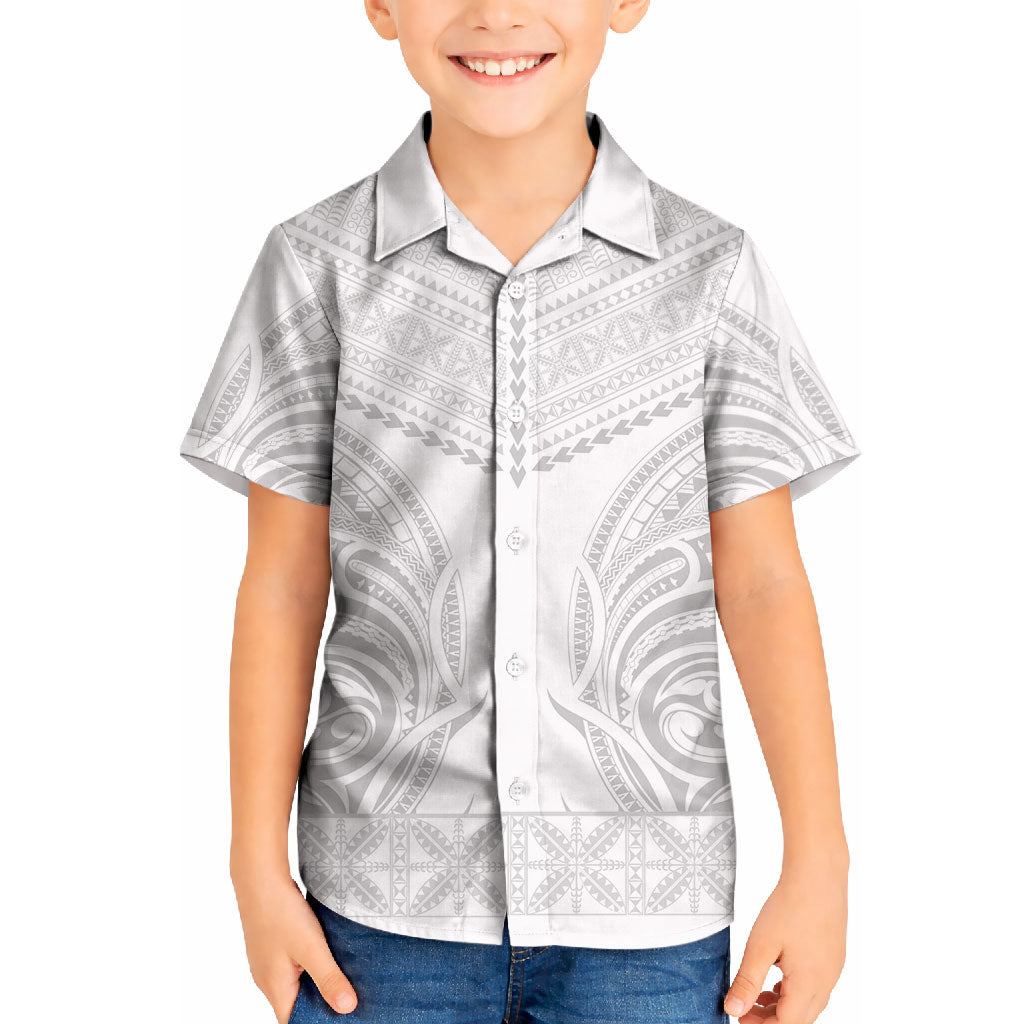 Niue White Sunday Kid Hawaiian Shirt Aho Tapu Fanau Hiapo Pattern LT14 Kid White - Polynesian Pride