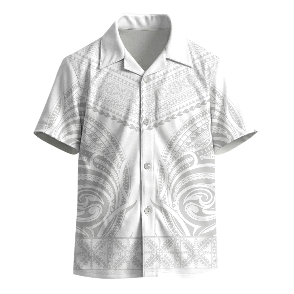 Niue White Sunday Kid Hawaiian Shirt Aho Tapu Fanau Hiapo Pattern LT14 - Polynesian Pride