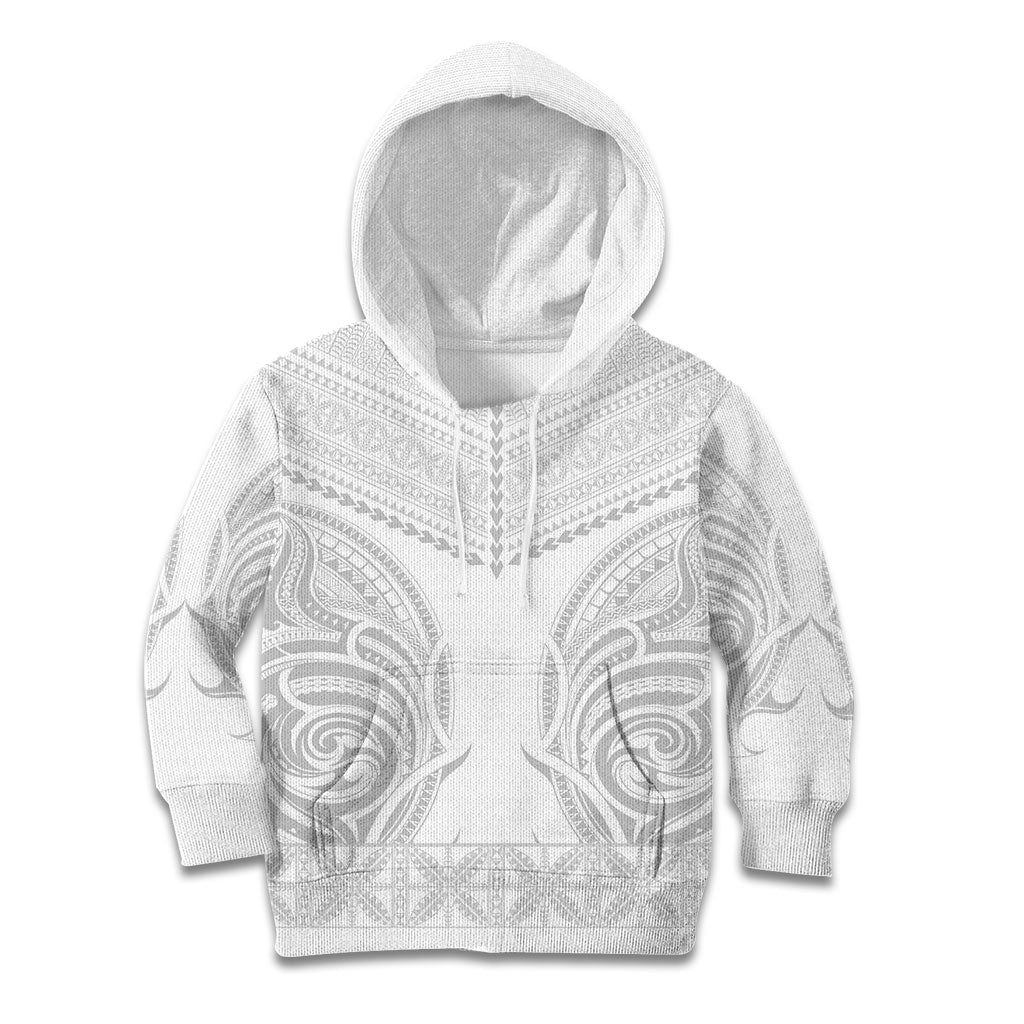Niue White Sunday Kid Hoodie Aho Tapu Fanau Hiapo Pattern LT14 Hoodie White - Polynesian Pride