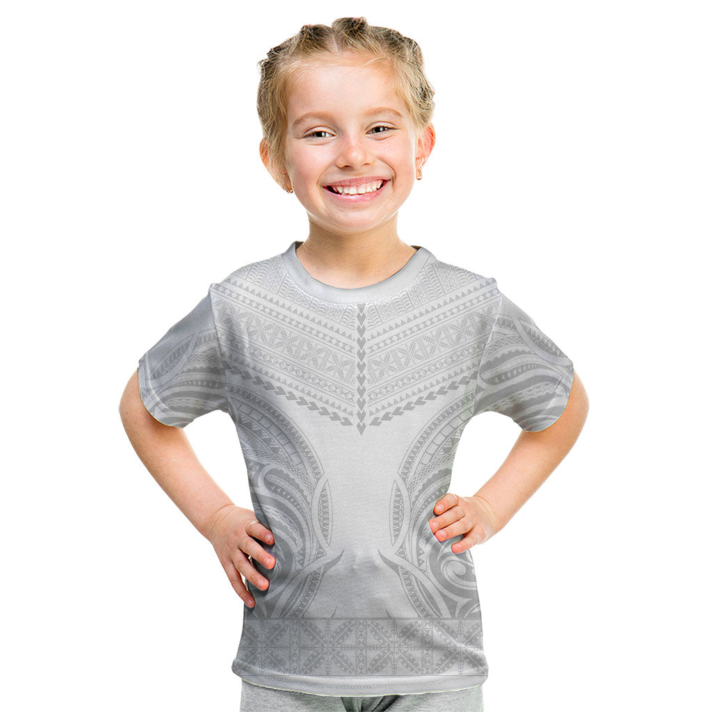 Niue White Sunday Kid T Shirt Aho Tapu Fanau Hiapo Pattern LT14 White - Polynesian Pride