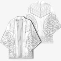 Niue White Sunday Kimono Aho Tapu Fanau Hiapo Pattern LT14 - Polynesian Pride