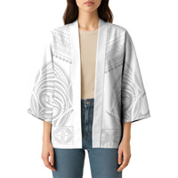 Niue White Sunday Kimono Aho Tapu Fanau Hiapo Pattern LT14 - Polynesian Pride