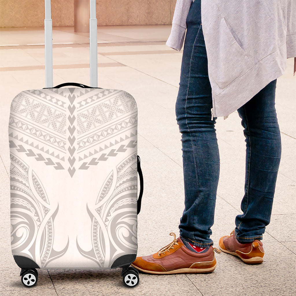 Niue White Sunday Luggage Cover Aho Tapu Fanau Hiapo Pattern LT14 White - Polynesian Pride