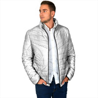 Niue White Sunday Padded Jacket Aho Tapu Fanau Hiapo Pattern LT14 - Polynesian Pride