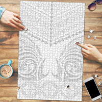 Niue White Sunday Puzzle Aho Tapu Fanau Hiapo Pattern LT14 White - Polynesian Pride