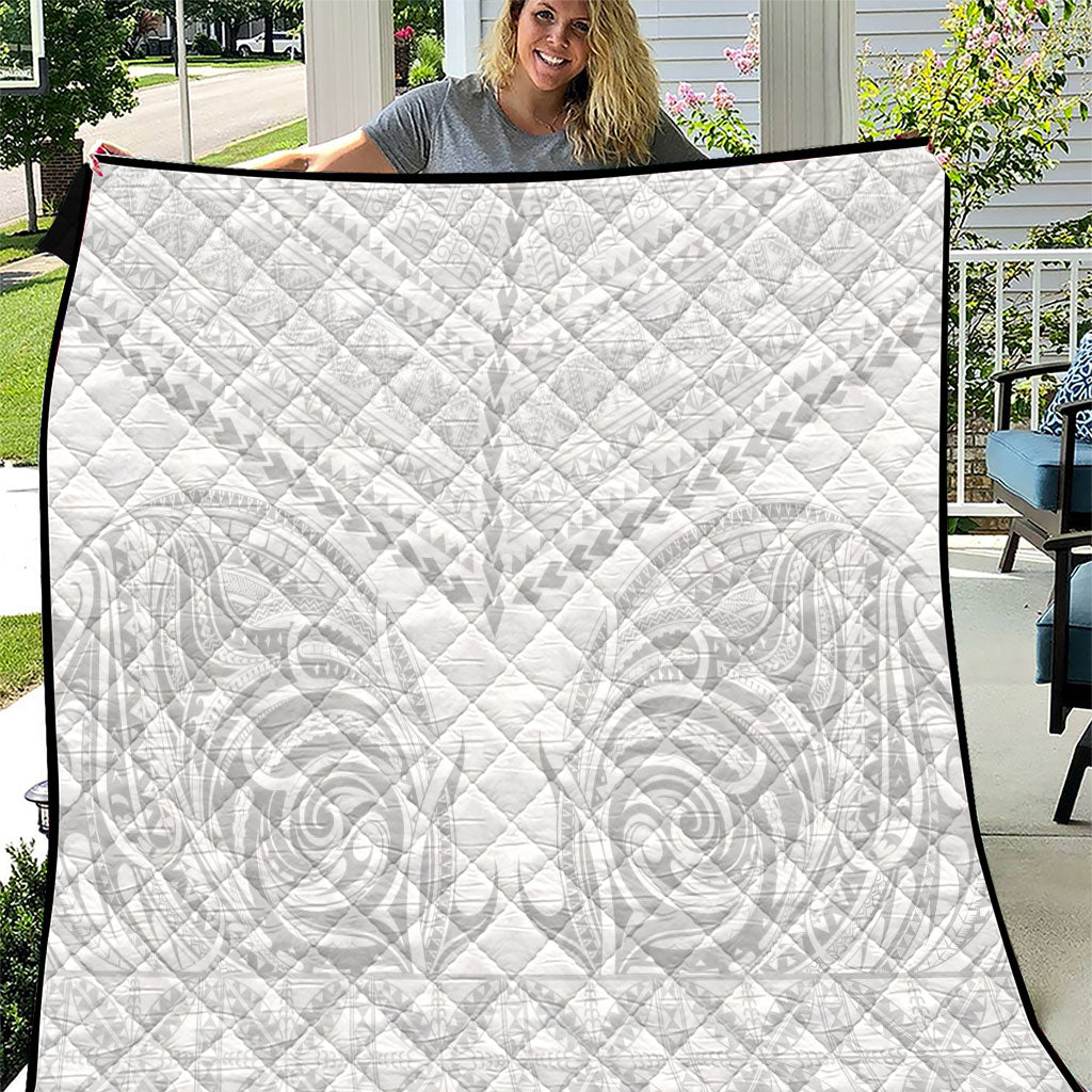 Niue White Sunday Quilt Aho Tapu Fanau Hiapo Pattern LT14 White - Polynesian Pride