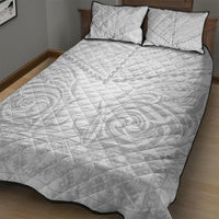 Niue White Sunday Quilt Bed Set Aho Tapu Fanau Hiapo Pattern LT14 - Polynesian Pride