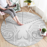 Niue White Sunday Round Carpet Aho Tapu Fanau Hiapo Pattern LT14 - Polynesian Pride