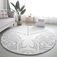Niue White Sunday Round Carpet Aho Tapu Fanau Hiapo Pattern LT14 - Polynesian Pride