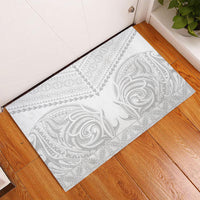 Niue White Sunday Rubber Doormat Aho Tapu Fanau Hiapo Pattern LT14 - Polynesian Pride