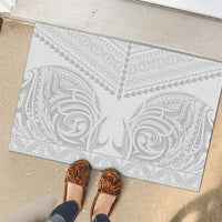 Niue White Sunday Rubber Doormat Aho Tapu Fanau Hiapo Pattern LT14 - Polynesian Pride