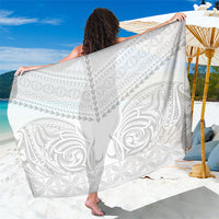Niue White Sunday Sarong Aho Tapu Fanau Hiapo Pattern LT14 One Size 44 x 66 inches White - Polynesian Pride