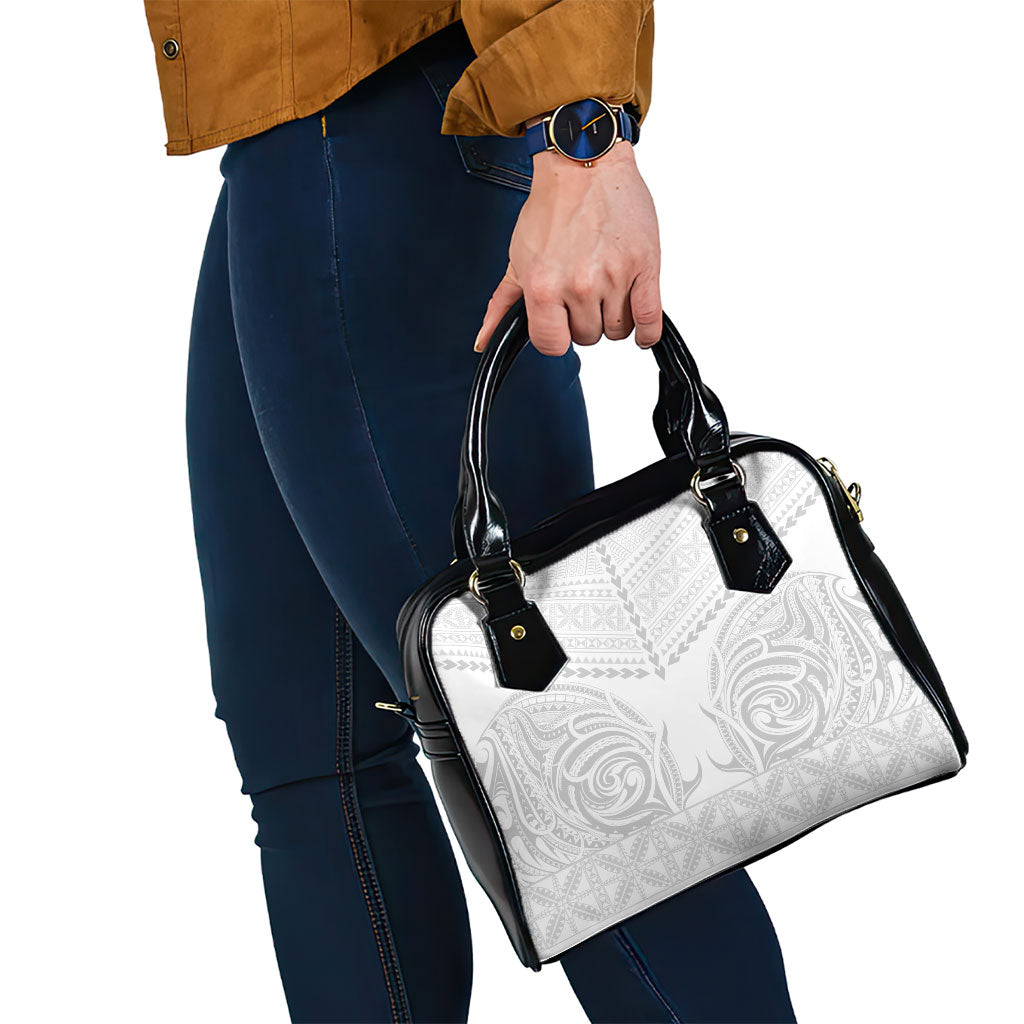 Niue White Sunday Shoulder Handbag Aho Tapu Fanau Hiapo Pattern LT14 - Polynesian Pride