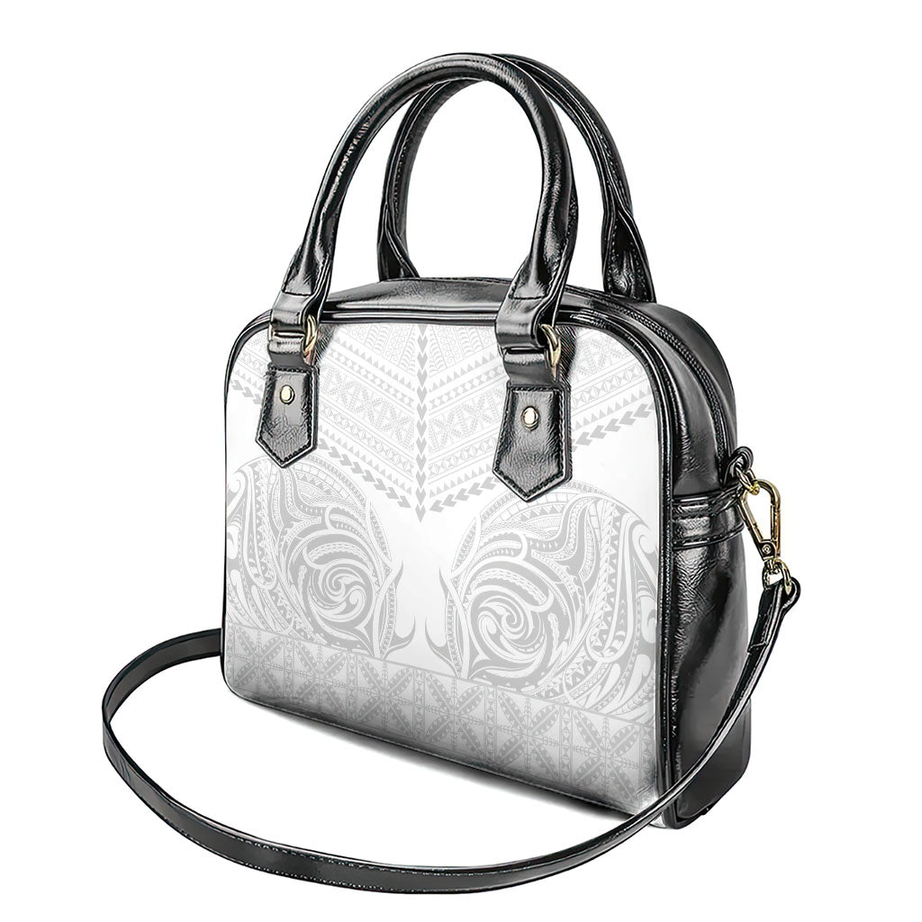 Niue White Sunday Shoulder Handbag Aho Tapu Fanau Hiapo Pattern LT14 - Polynesian Pride