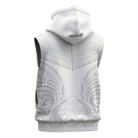 Niue White Sunday Sleeveless Zip Hoodie Aho Tapu Fanau Hiapo Pattern LT14 - Polynesian Pride