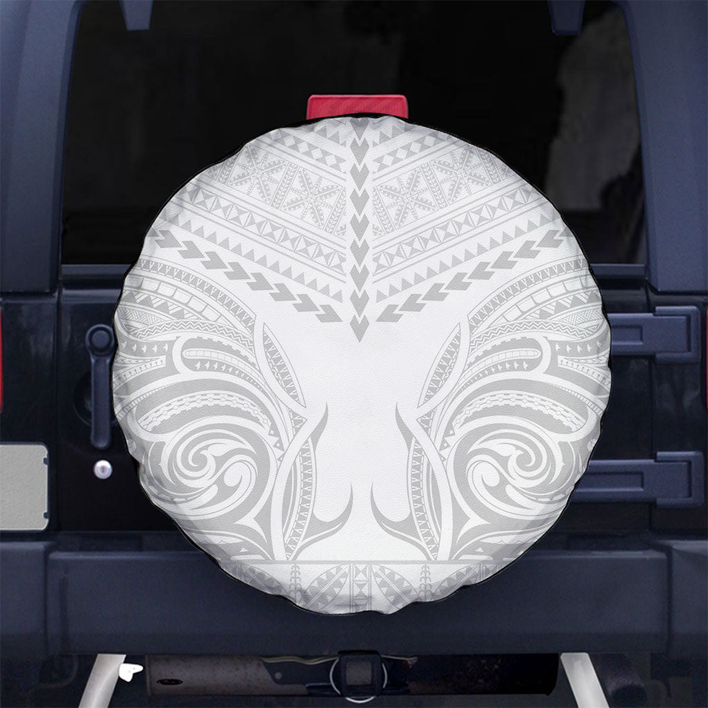 Niue White Sunday Spare Tire Cover Aho Tapu Fanau Hiapo Pattern LT14 No hole White - Polynesian Pride