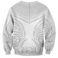 Niue White Sunday Sweatshirt Aho Tapu Fanau Hiapo Pattern LT14 - Polynesian Pride