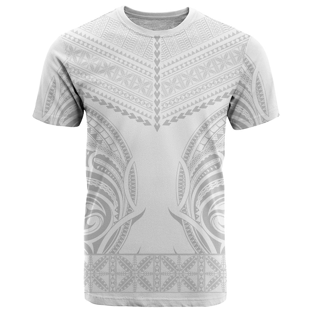 Niue White Sunday T Shirt Aho Tapu Fanau Hiapo Pattern LT14 White - Polynesian Pride