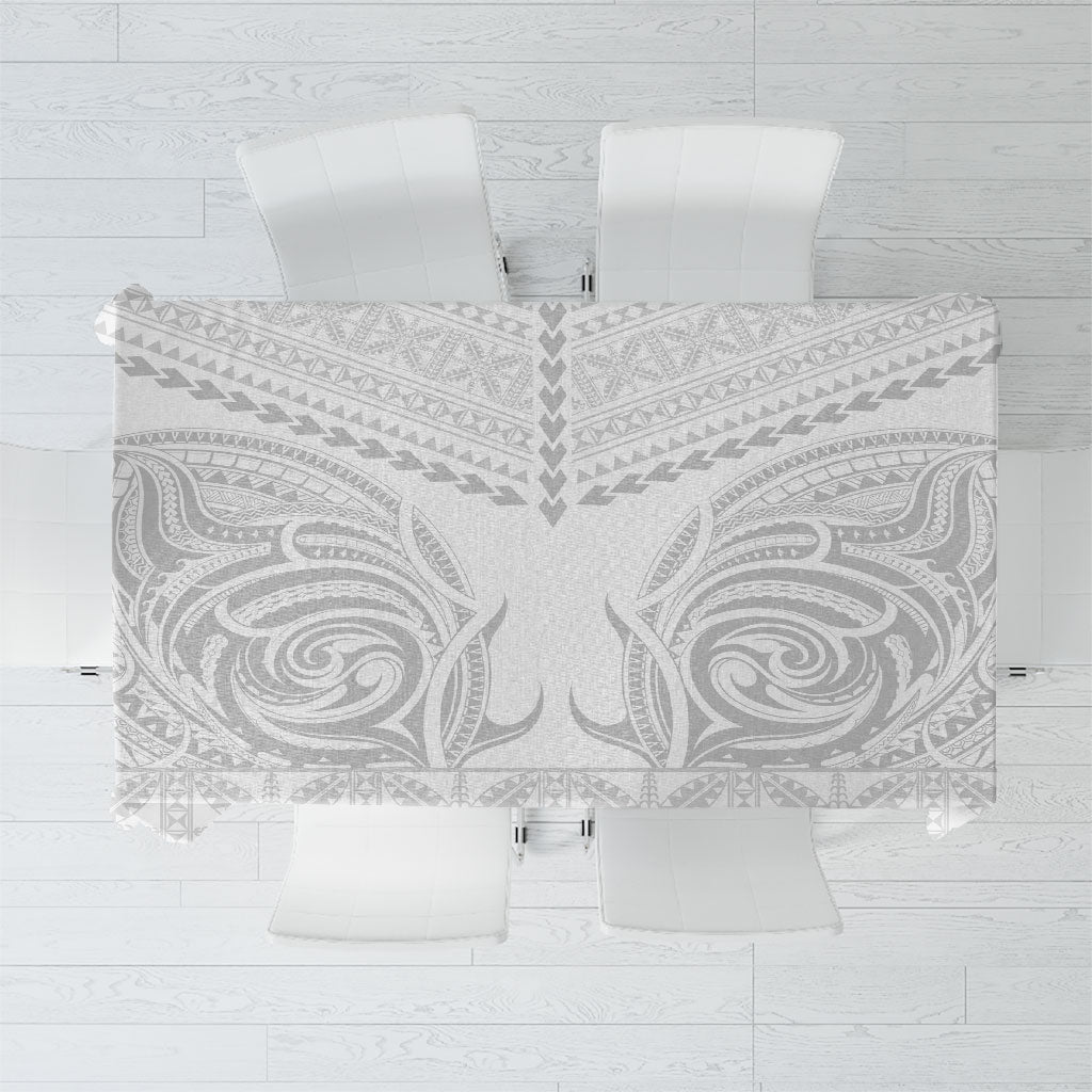 Niue White Sunday Tablecloth Aho Tapu Fanau Hiapo Pattern LT14 White - Polynesian Pride