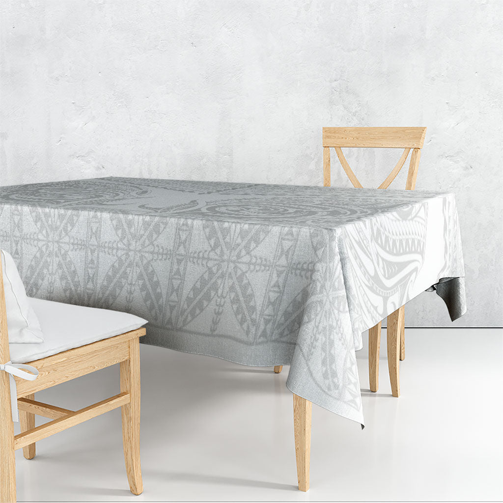 Niue White Sunday Tablecloth Aho Tapu Fanau Hiapo Pattern LT14 - Polynesian Pride