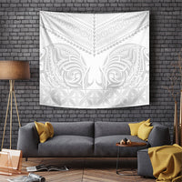 Niue White Sunday Tapestry Aho Tapu Fanau Hiapo Pattern LT14 White - Polynesian Pride