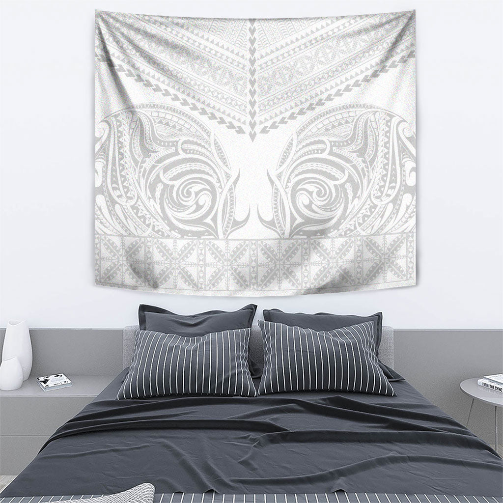 Niue White Sunday Tapestry Aho Tapu Fanau Hiapo Pattern LT14 - Polynesian Pride