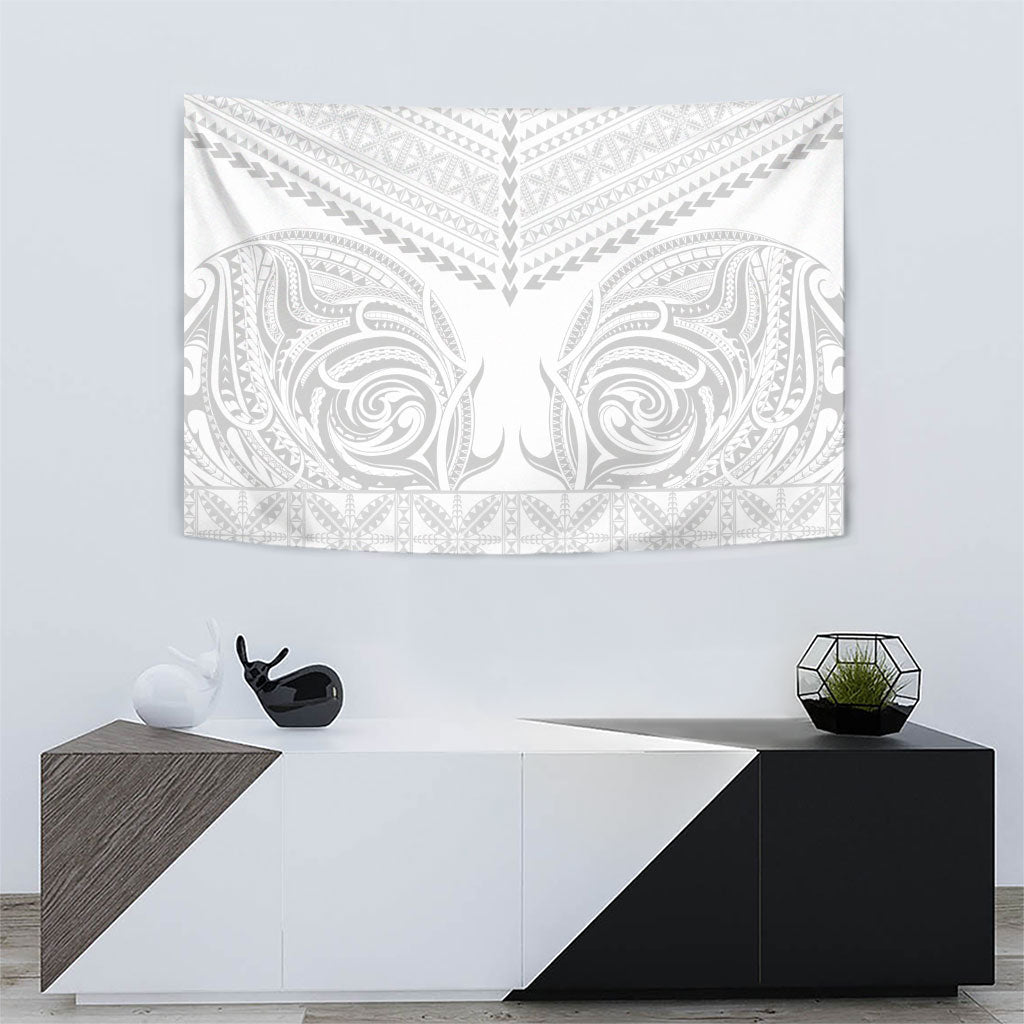 Niue White Sunday Tapestry Aho Tapu Fanau Hiapo Pattern LT14 - Polynesian Pride
