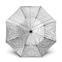 Niue White Sunday Umbrella Aho Tapu Fanau Hiapo Pattern LT14 One Size Folded 11.42 inch Opened Diameter 37.4 inch White - Polynesian Pride