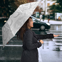 Niue White Sunday Umbrella Aho Tapu Fanau Hiapo Pattern LT14 - Polynesian Pride