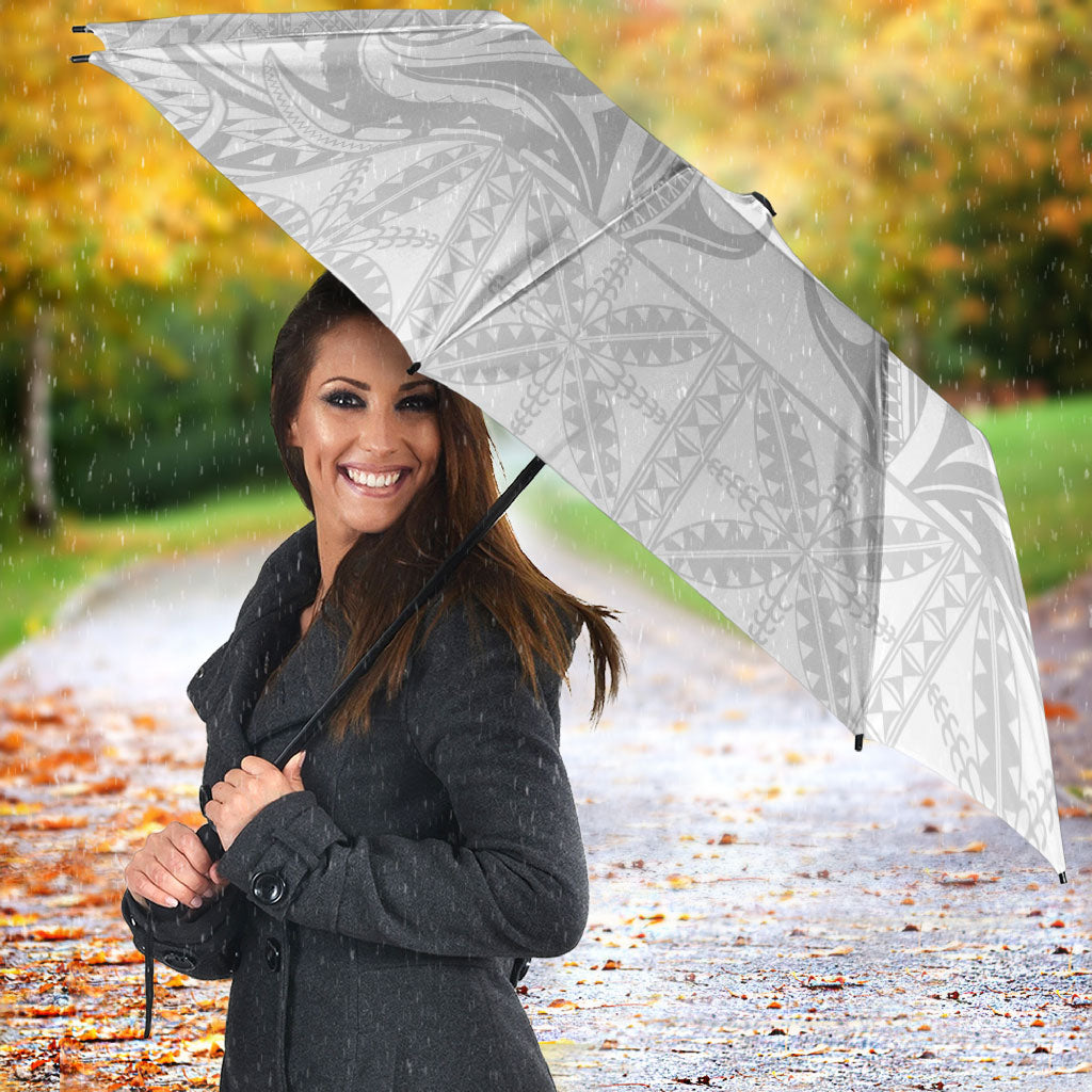 Niue White Sunday Umbrella Aho Tapu Fanau Hiapo Pattern LT14 - Polynesian Pride