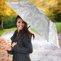Niue White Sunday Umbrella Aho Tapu Fanau Hiapo Pattern LT14 - Polynesian Pride