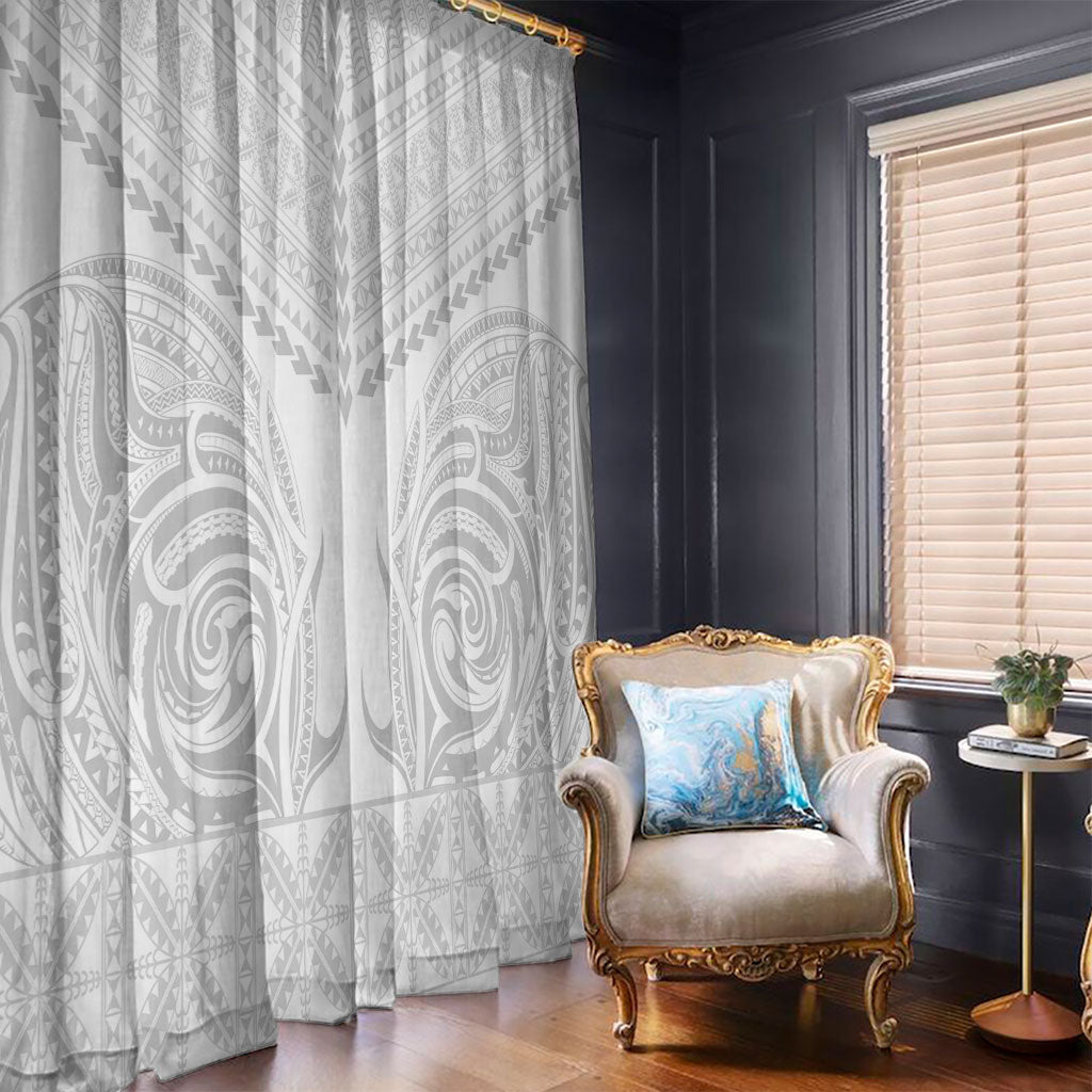 Niue White Sunday Window Curtain Aho Tapu Fanau Hiapo Pattern LT14 - Polynesian Pride